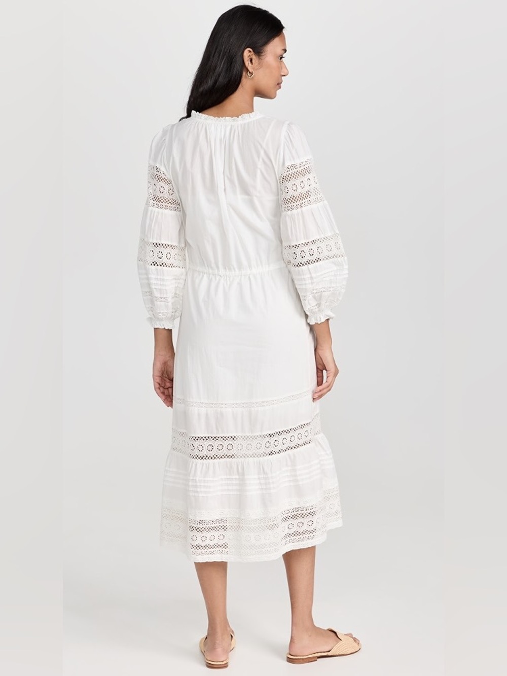 Anthropologie Velvet Chanelle White Eyelet Cotton Midi Dress M - Picture 2 of 9